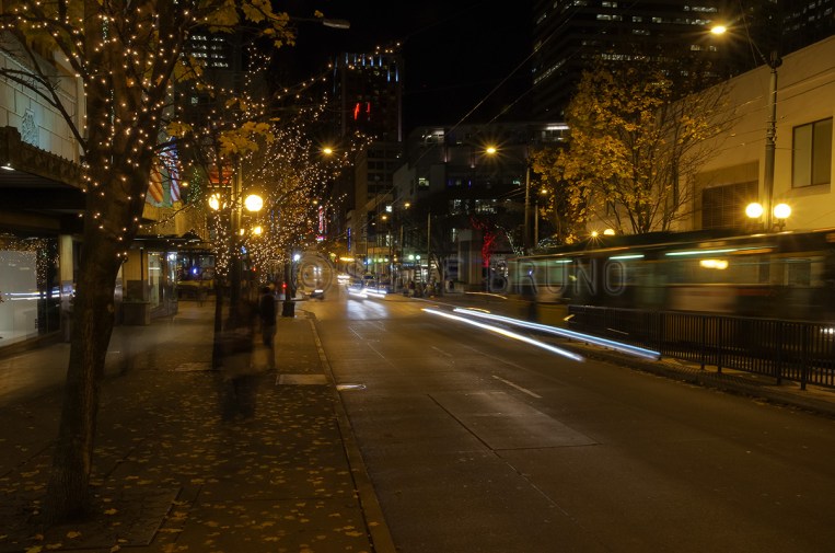 Nighttime on the streets of Seattle