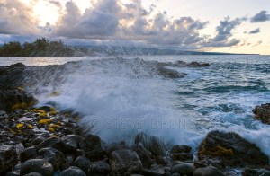 Waves crash the shore near Hilo, HI