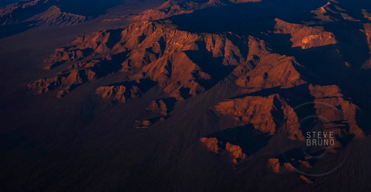 Mountains near Lake Mead at sunset, aerial, Arizona, Steve Bruno