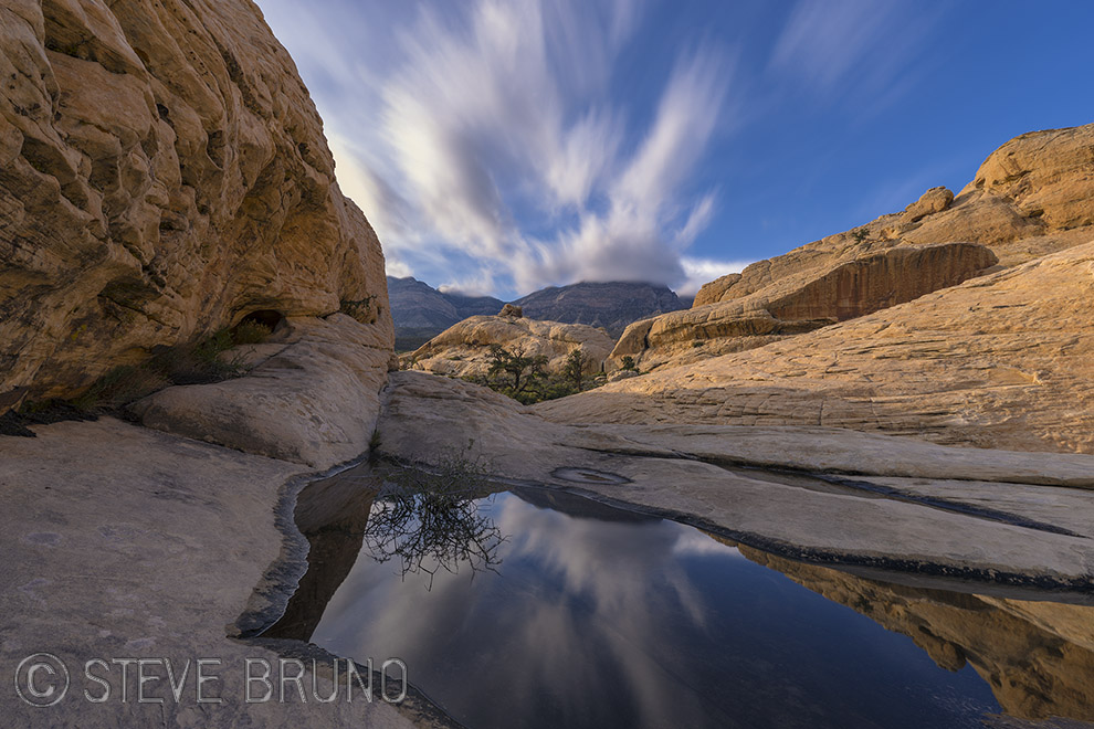 Red Rock Canyon, Nevada, rainwater pool, desert, Steve Bruno, landscape photography