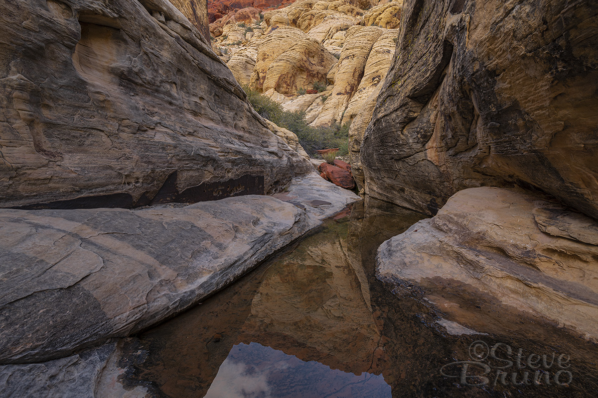 red rock canyon, nevada, las vegas, rain, reflection, hiking, fine art, landscape photography